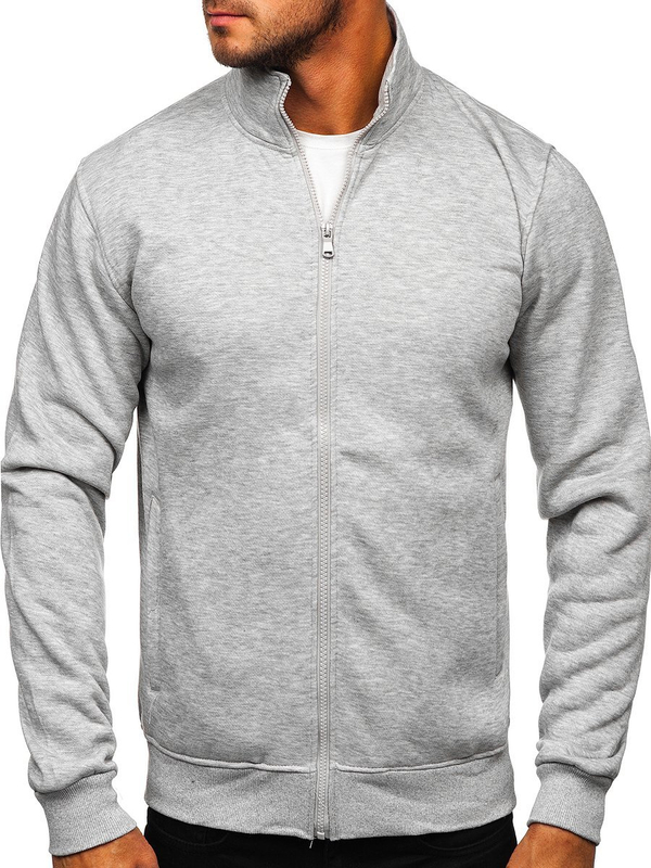 Sweat-shirt à col montant avec fermeture pour homme gris Bolf B002