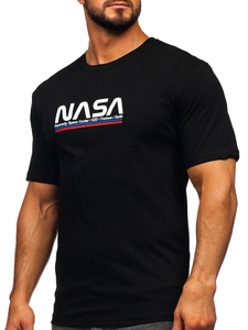 T-shirt homme en coton noir avec imprimé Bolf 14749