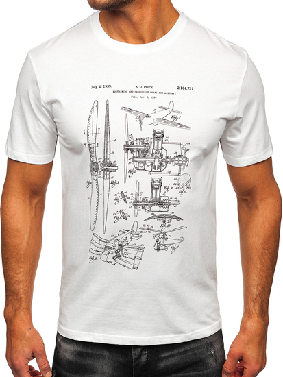 Homme T-shirt imprimé en coton Blanc Bolf MPO3538