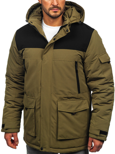 Homme Blouson d'hiver à capuche Khaki Bolf 22M322