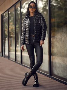 Femme Blouson mi-saison matelassée à capuche Noir Bolf 16M9106