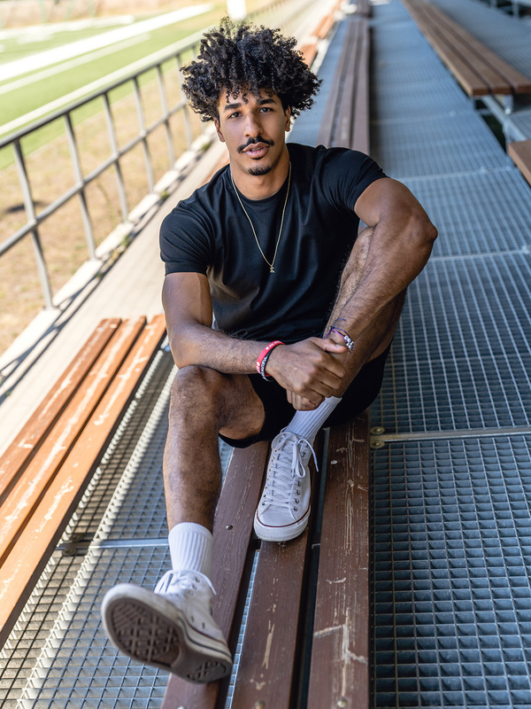 T-shirt homme en coton noir sans imprimé Bolf 192397A