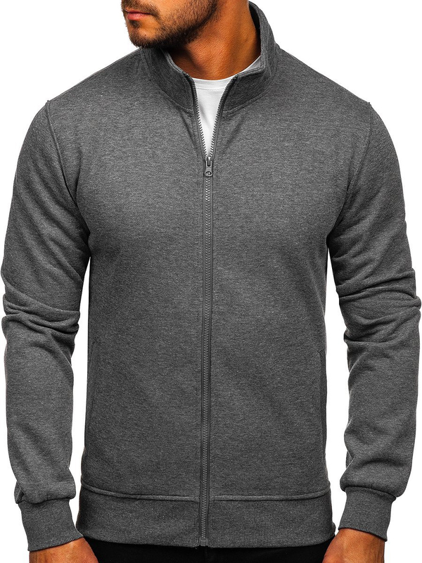 Sweat-shirt à col montant avec fermeture pour homme anthracite Bolf B2002