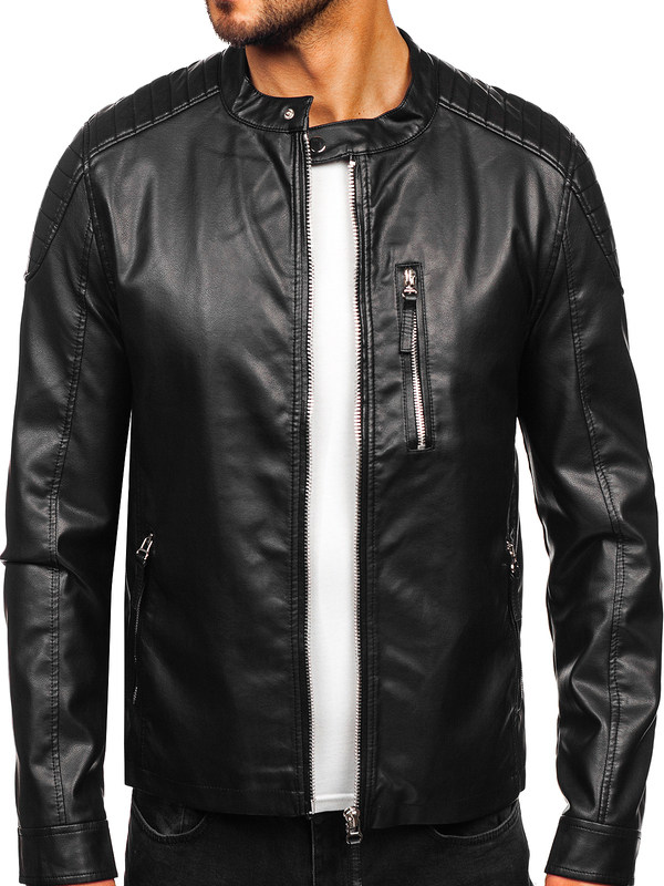 Homme Blouson en cuir Noir Bolf 11Z8057