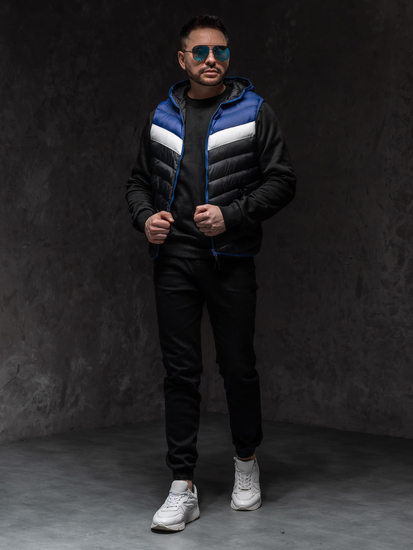 Homme Gilet matelassé à capuche Bleu foncé Bolf HDL88004A1