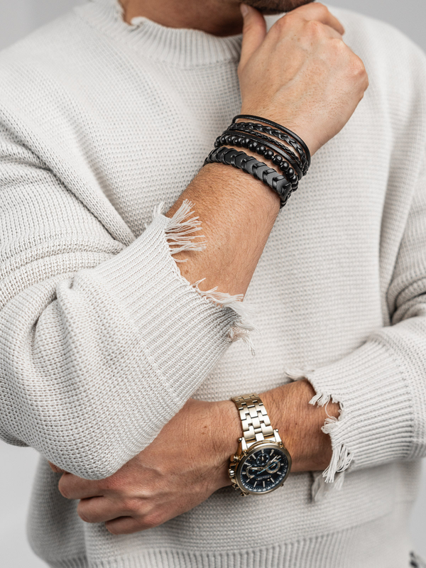 Homme Ensemble de bracelets Noir Bolf TT1133-3P 3 PACK