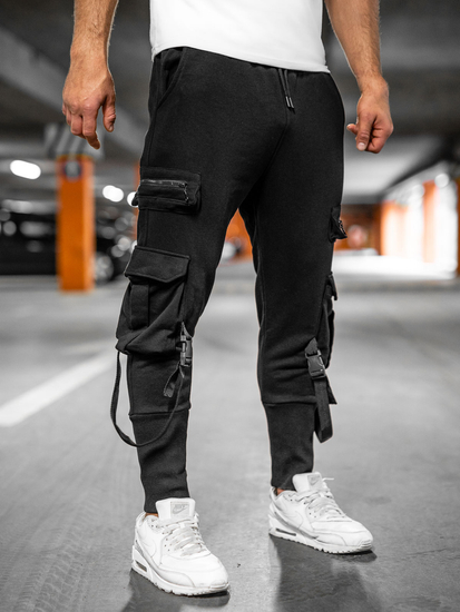 Homme Pantalon jogger cargo Noir Bolf 6582A