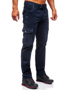 Pantalon cargo pour homme bleu foncé avec ceinture Bolf 1672  
