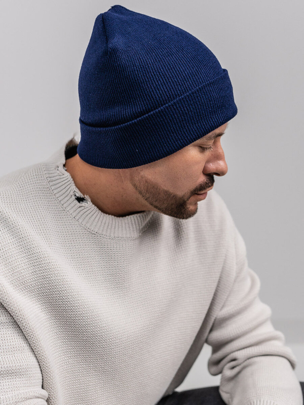 Casquette d'hiver rembourrée pour homme bleue foncée YW09004M