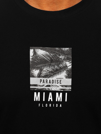 Homme T-shirt imprimé en coton Noir Bolf MPO3500