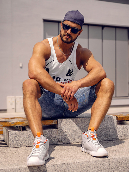 Débardeur boxer imprimé blanc Bolf 14835A