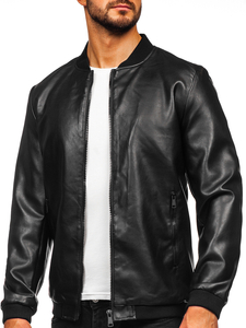 Homme Blouson bomber en cuir Noir Bolf 11Z8105