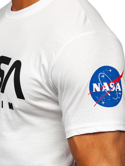 Tee-shirt en coton imprimé pour homme blanc Bolf 14401