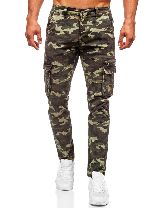 Homme Pantalon en jean cargo regular fit Khaki Bolf KA807-32