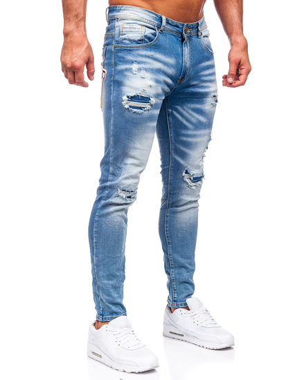 Homme Pantalon en jean skinny fit Bleu foncé Bolf E7869B
