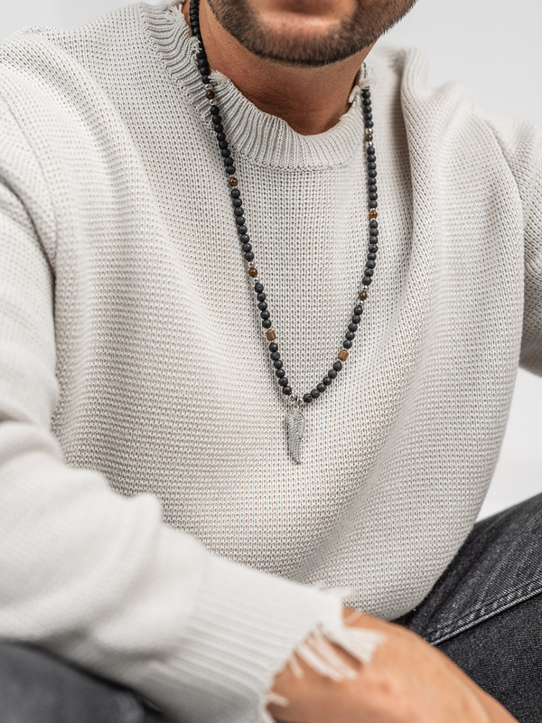 Homme Collier de perles Noir Bolf TT5503