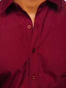 Chemise élégante bordeaux à manches longues pour homme Bolf 1703