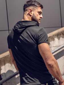 Tee-shirt uni à capuche pour homme noir Bolf 8T89A