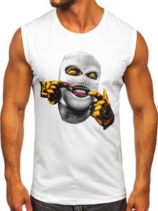 Tank top blanc avec imprimé Bolf 14811