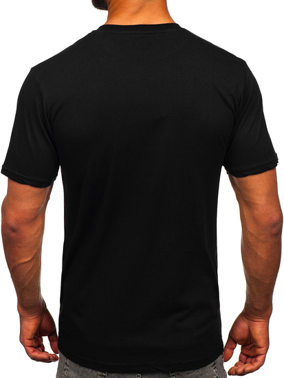 Tee-shirt imprimé en coton pour homme noir Bolf 143023