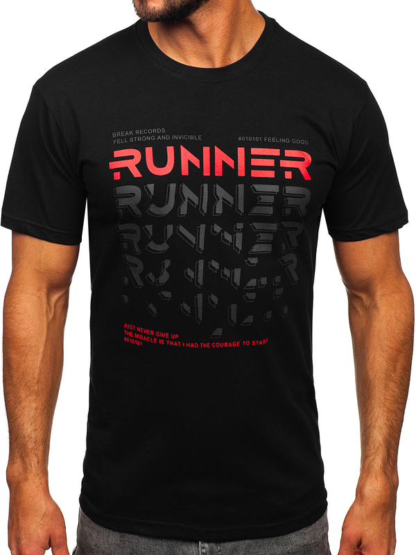 Tee-shirt imprimé pour homme noir Bolf 14336