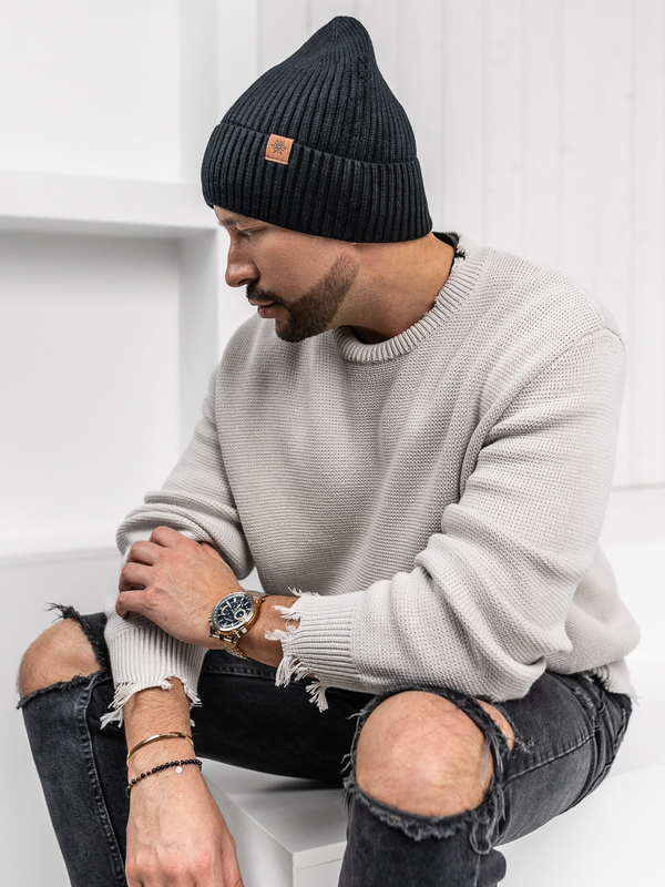 Homme Bonnet d'hiver chaud Noir Bolf 387046