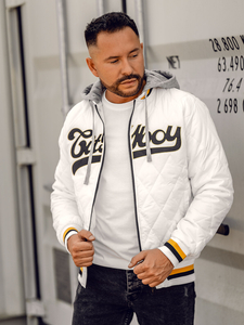 Homme Blouson bomber de transition matelassé Blanc Bolf HSS058