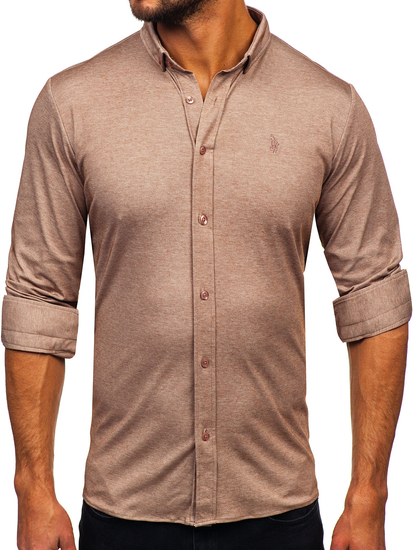 Homme Chemise casual à manches longues Marron Bolf 500