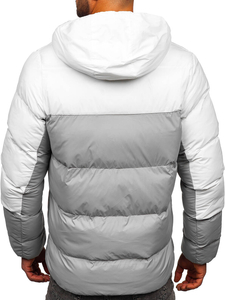 Homme Blouson d'hiver Blanc-Gris Bolf CS1006