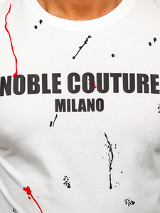 Homme T-shirt imprimé en coton Blanc Bolf MPO3443