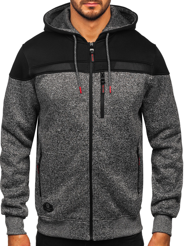 Homme Blouson de transition à capuche Anthracite Bolf TC1217