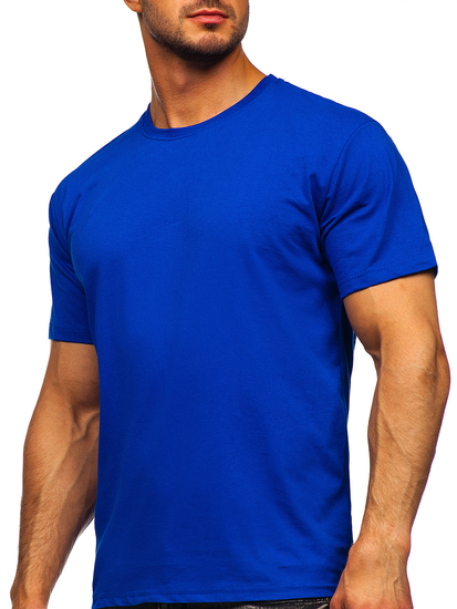 T-shirt homme en coton bleu bleuet sans imprimé Bolf 192397