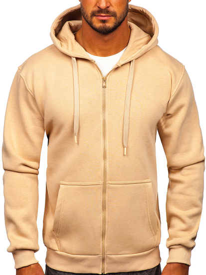 Sweat-shirt beige zippé à capuche pour homme Bolf 2008