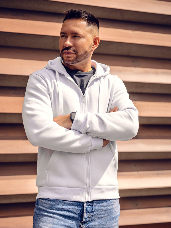 Sweat-shirt avec fermeture à capuche pour homme blanc Bolf 2008A