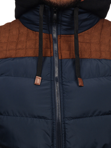 Gilet matelassé à capuche pour homme bleu foncé Bolf B5382