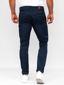 Pantalon chino en tissu bleu foncé Bolf KA9810