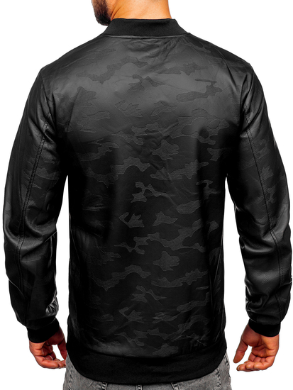 Blouson bomber en cuir pour homme noir Bolf 3A63