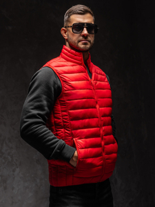 Gilet pour homme matelassé sans capuche rouge Bolf LY32