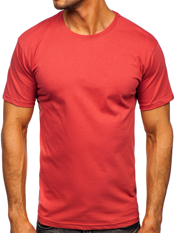 T-shirt uni en coton saumon pour homme Bolf 192397