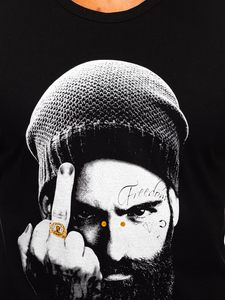 Tank top noir avec imprimé Bolf 14812