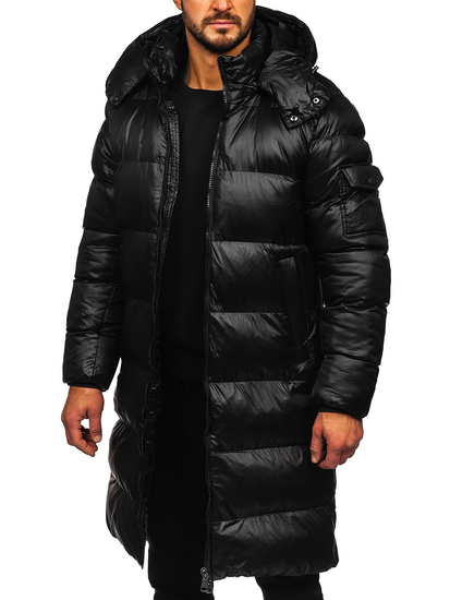 Homme Blouson d'hiver matelassée longue Noir Bolf 9971