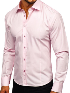 Chemise élégante rose à manches longues pour homme Bolf 1703