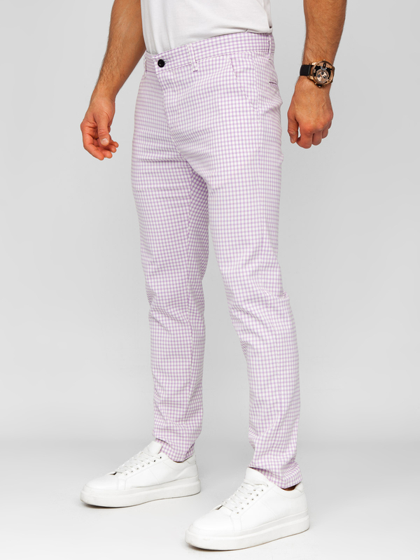 Homme Pantalon élégant à carreaux Violet Bolf 184143