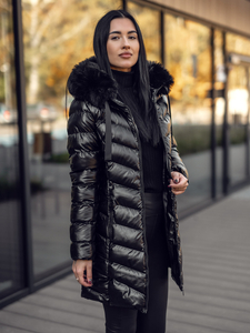 Femme Blouson d'hiver matelassée à capuche Noir Bolf 5M3139A
