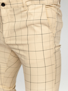 Homme Pantalon chino à carreaux Beige Bolf 0060