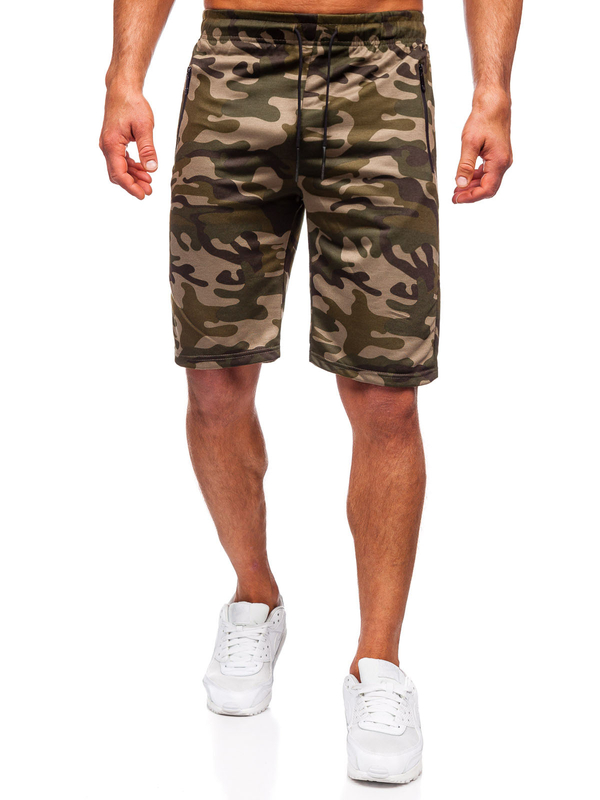Homme Pantalon court camo Vert Bolf JX862