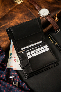 Homme Portefeuille en cuir Noir 25912