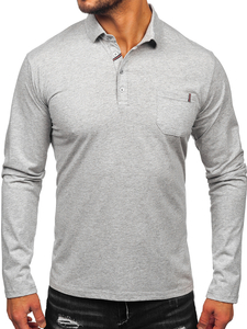 Homme Polo en coton à manches longues Gris Bolf 5120