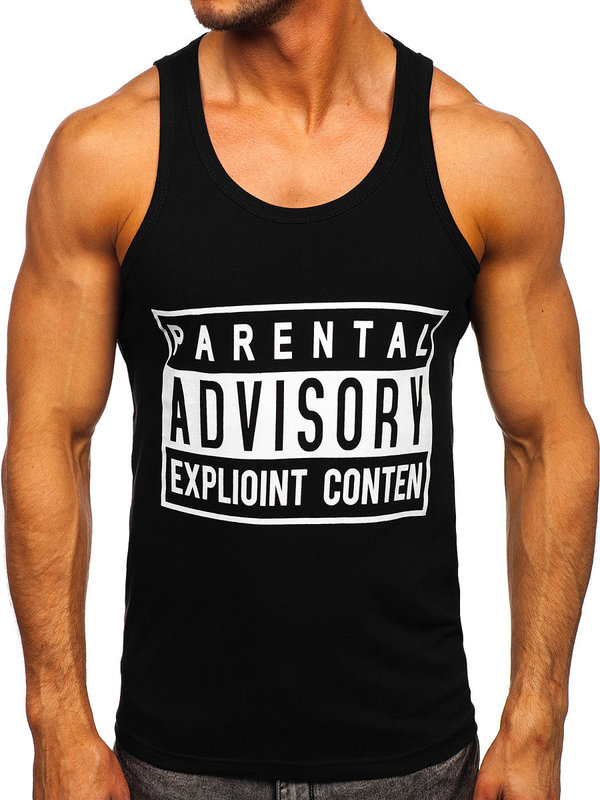 Tank top de boxeur noir avec imprimé Bolf 14855