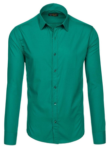 Chemise élégante vert foncé à manches longues pour homme Bolf 1703